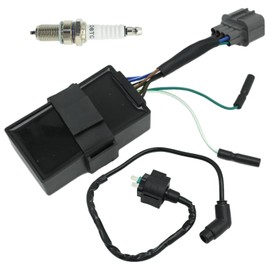 Aynaxcol Ignition Coil and Igniter CDI Box Spark Plug 30410-HN5-671 CDI Igniter Module Box Replacement for Honda Rancher 350 TRX350 2000-2005 Replace# 30400-HN5-305