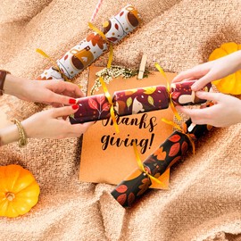 Thanksgiving Party Table Favors, 10 Pack Thanksgiving Crackers No-Snap with Party Hats, Jokes & Mystery Gift for Kids Family, Party Games for Thanksgiving Holiday Dinner Traditions Fall Holiday