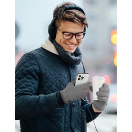 MELLIEX Winter Gloves Men's Polyester Warm Thick Fleece Windproof Cold Protection Thermal Mittens Non-Slip Windproof Cold Protection Thermal Mittens Touch Sensitive Screen, gray