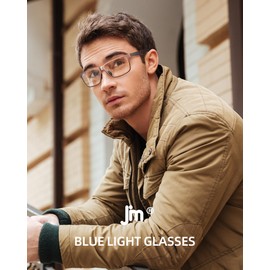 JM Carbon Fiber Blue Light Blocking Glasses Men Women Anti Blue-Light Computer Glasses, Relieve Eyestrain and Eye Protection Coffee