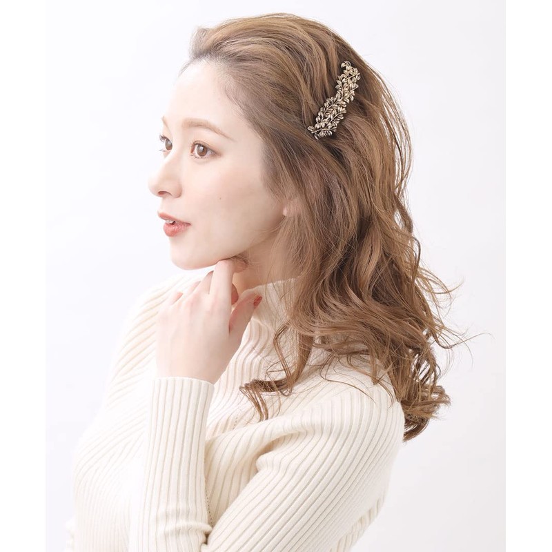 ヴァンテーヌ VINGTAINE リーフ デザイン バレッタ メタリック メタル ヘアアクセサリー H-968-ANG-