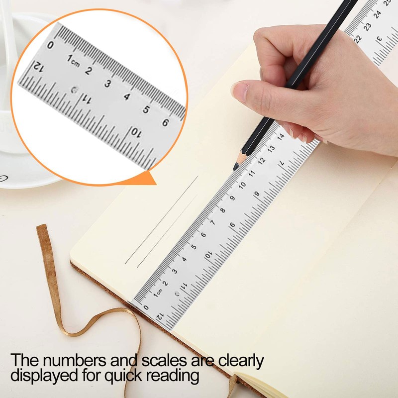 YouOKLight Plastic Ruler 30cm, Clear Ruler,Transparent Ruler 12 inch,Metric Ruler,Ruler
