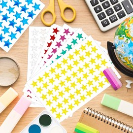 1620 Pcs Holographic Star Stickers 30 Sheets 6 Colors Foil Star Stickers for Kids Reward Behavior Chart Small Glitter Sticker for DIY Home School Classroom Decorations Student Teacher Supplies