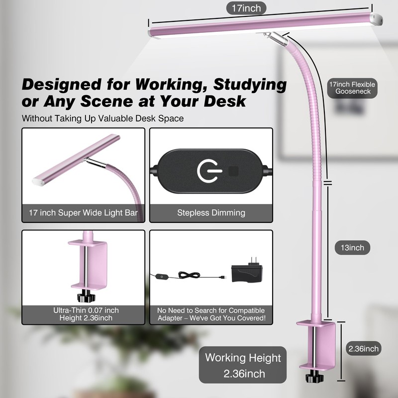 Airlonv LED Desk Lamp for Office Home, Eye-Caring Desk Light