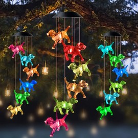 JOBOSI Dog String Light Wind Chimes, Solar Wind Chimes, Dog Gifts, Gifts for Dog Lovers, Cute Dog Decoration, Garden Decor