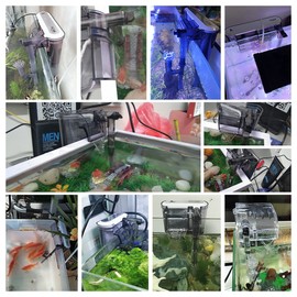 External Fish Tank Aquarium Filter Waterfall Suspension Hanging Filter Low Noise Filtration Aeration Adjustable Flow Rate with Surface Skimmer