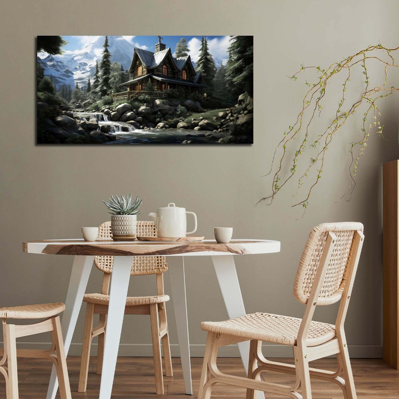 ANCXWOTER Landscape Canvas Wall Art Green Forest Large Artwork for