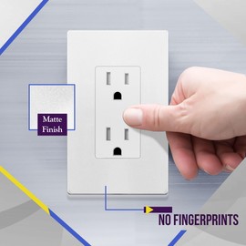 ENERLITES Matte White Decorator Receptacle, Standard Electrical Wall Outlet, 15A 125V, Self-Grounding, 2-Pole, 3-Wire, 5-15R, UL Listed, 61502-TR-MW, 10 Pack, Tamper Resistant