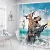 Cat Dinosaur Shower Curtains for Boys, Funny Animal Riding Dino
