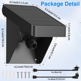 Solar Panel for Blink Outdoor 4 (4th Gen)/XT3/XT2/XT Cameras - IP67 Weatherproof with 3300mAh Extended Battery, Adjustable Angle Mount for Optimal Sun,Wireless Security Power (Black, 1 Pack)