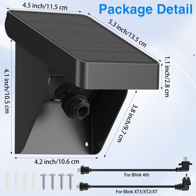 Solar Panel for Blink Outdoor 4 (4th Gen)/XT3/XT2/XT Cameras -