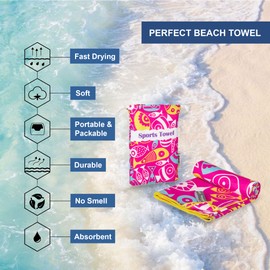 4Monster Microfiber Beach Towel with carry bag Sand Proof Travel Towel Quick Dry Lightweight Towel for Hiking Yoga Gym Sports Swimming Camping Fitness Bath