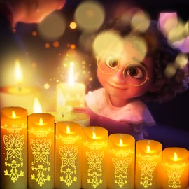 CVUWOXO Miracle Candle with Remote Control, Plastic LED Magic Flameless Candle, Wax Pillar with Moving Flame (Graphic-2)