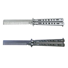 IKOPFLN Faltbarer Schmetterlingskamm aus Edelstahl, tragbar, korrosionsbeständig, drehbar, handlich für Frisuren unterwegs, vielseitig einsetzbar als Geschenk