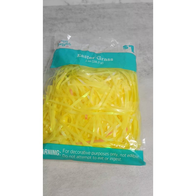Easter Basket Grass Plastic Neon Yellow Shiny Christmas Filler Discontinued