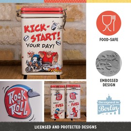 Nostalgic-Art MOTOmania Retro Coffee Canister 1.3 Litre - Kick-Start Your Day! - Gift Idea for Bikers, Tin Tin with Aroma Lid, Vintage Design