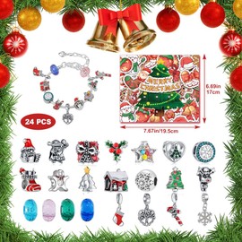 Christmas Jewellery Advent Calendar 2024 Bracelet Advent Calendar 2023 2022 for Girls 2 Chains 22 Beads 24 Days Countdown Calendar for Girls Boys Kids DIY Gifts Boxes