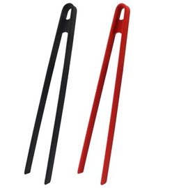 Hitefu 2 Pcs 11.4 Inch Silicone Tongs, Heat Resistant Trivet Tongs Non-Stick Kitchen Utensils, for BBQ Grilling, Pan Fried Steak & Salad (Black & Red)