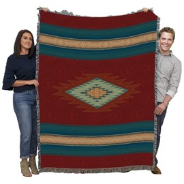 Pure Country Weavers San Isabel Blanket - Southwest Native American Inspired - Gift Tapestry Throw Woven from Cotton - Made in The USA (72x54)