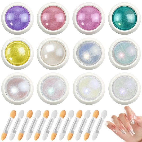 Annickee 12-Farben Chrome Nail Powder Set, Crome Pulver Nägel mit