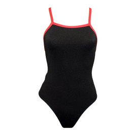 Adoretex Girl's/Women's Polyester Thin Strap Flyback Training Swimsuit (FP001)-Black/Red - 30