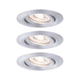 Paulmann Nova 94297 Mini LED Recessed Light Coin Set of 3 Round Swivelling 3 x 4 W Ceiling Spotlight Aluminium Twisted Aluminium Warm White 2700 K
