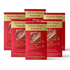 La Courtisane Passionfruit Herbal Tea, Kosher, Gluten-Free, 6 Packs of 20 Teabags (120 Teabags Total)