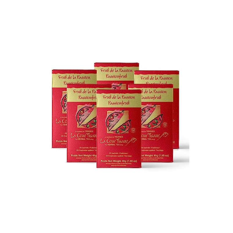 La Courtisane Passionfruit Herbal Tea, Kosher, Gluten-Free, 6 Packs of