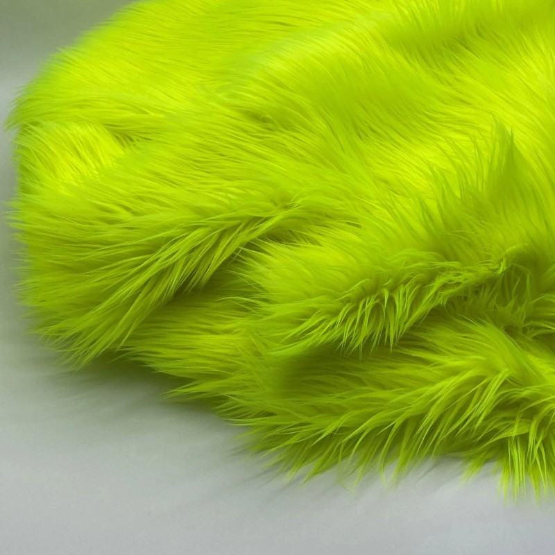 Unbranded Neon Yellow Mohair Shaggy Faux Fur Fabric By The