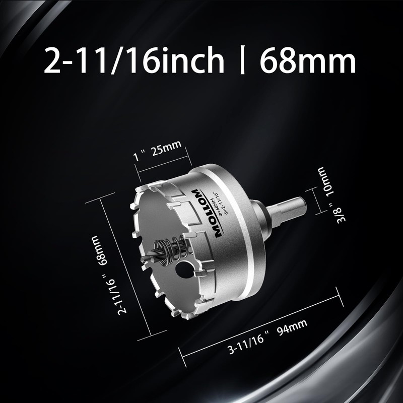 Mollom (2-11/16'' | 68mm) Heavy Duty Carbide Hole Saw with