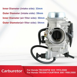 TCMT Replacement Carb Fuel System Carburetor Fits For Honda TRX300 FOURTRAX 300 Carb 1988-2000 Honda TRX300FW 4X4 1993-2000