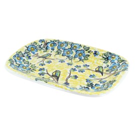 Blue Rose Polish Pottery Bluebird Garden Small Rectangular Serving Platter
