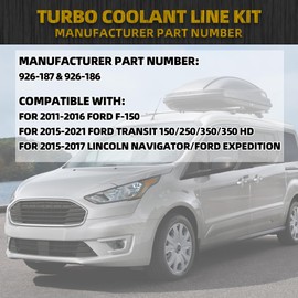 Dasbecan 926-186 926-187 Turbo Coolant Line Kit Passenger and Driver Both Side fit for 2011-2016 Ford F150, 2015-2021 FORD Transit 150/250/350/350 HD,2015-2017 Lincoln Navigator/Ford Expedition