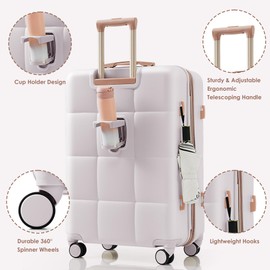 Merax USB Port 3 Piece ABS Hardside Luggage Sets Expandable Spinner Wheels, Light Gray, 20/24/28 Inch