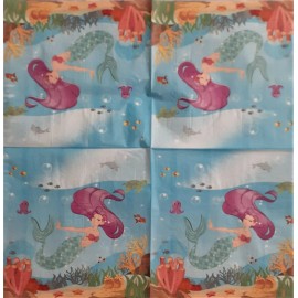 2 individual Paper Decoupage NAPKINS -MERMAID OCEAN WATER CORALS FISH