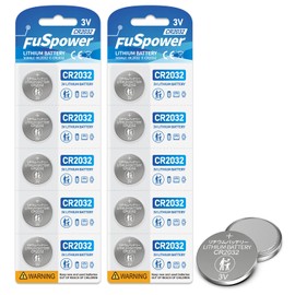 Fuspower CR2032 CR2032 Batteries ECR2032 DL2032 2032 3V Lithium Batteries for Key Fob(2 Card/Pack of 10)
