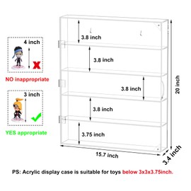 AITEE Acrylic Display Case, Display Cabinet for Mini Funko Pop Figures, Dust-Proof Clear Wall Mounted or Desktop 5 Layer Storage Mini Toys/Rock Stone, Each Compartment: 15 7/10”L x 3 2/5”W x3 4/5”H