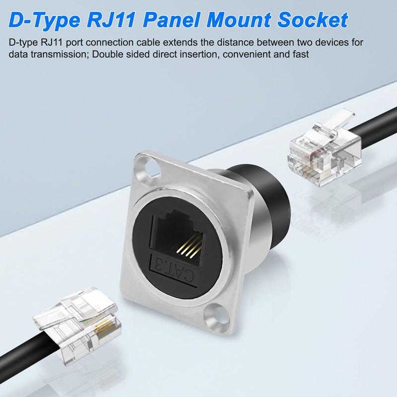XMSJSIY D-type RJ11 panel mount phone connector CAT3 passage adapter
