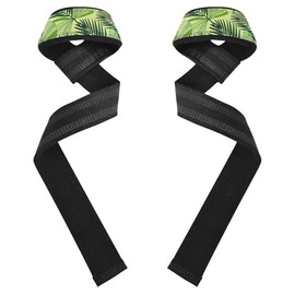 Correas de levantamiento de pesas tropicales, color verde y amarillo, 26 pulgadas, antideslizantes, par de correas de gimnasio para levantamiento de pesas, culturismo, entrenamiento de fuerza
