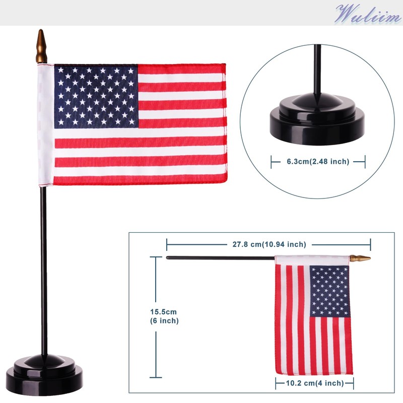 Wuliim Premiun USA Desk Flag Set - 4 x 6