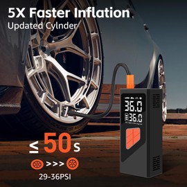 KanYool Tire Inflator Portable Air Compressor, Tire Air Compressor, 150 PSI Cordless Electric Portable Tire Air Pump with Tire Pressure Gauge 12V Small Pocket Tire Pump for Car, Motorcycle, Bike, Ball