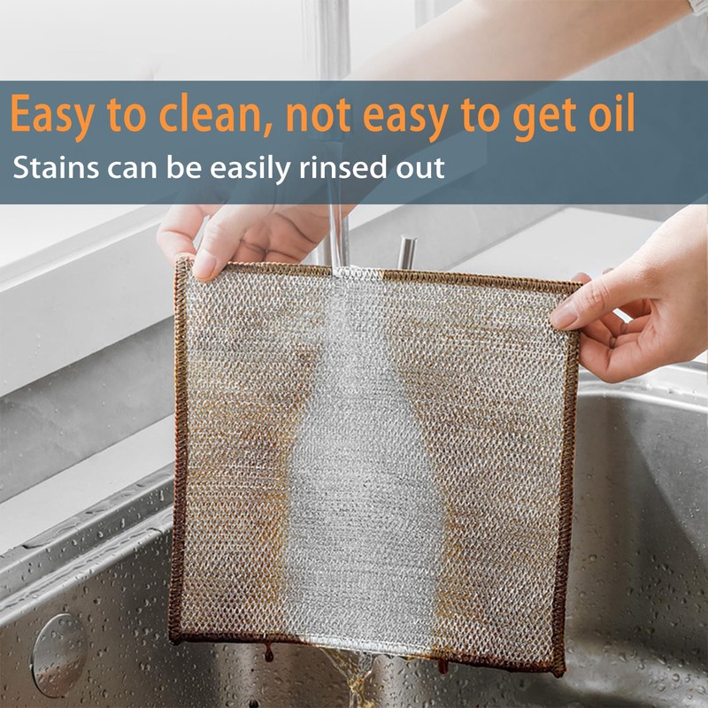 Sunyuneey Non-Scratch Metal Wire Dishcloth, Quick Cleaning Without Leaving Marks,
