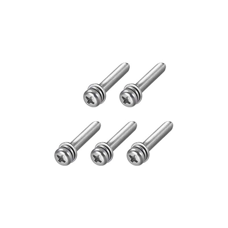 sourcing map M5 x 30mm Stainless Steel Phillips Pan Head