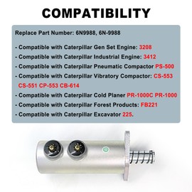 DELEYAPARS 12V 6N-9988 Fuel Shut Off Stop Solenoid 6N9988 for Cat Caterpillar 3208; 3412; 225; PR-1000C; PR-1000; CS-553; CS-551; CP-553; CB-614; FB221