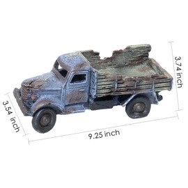 RVQIGYP Aquarium Decoration Ruin Truck, Fish Tank Decoration Truck Wreckage, Ruin Truck, Hole Truck Loading