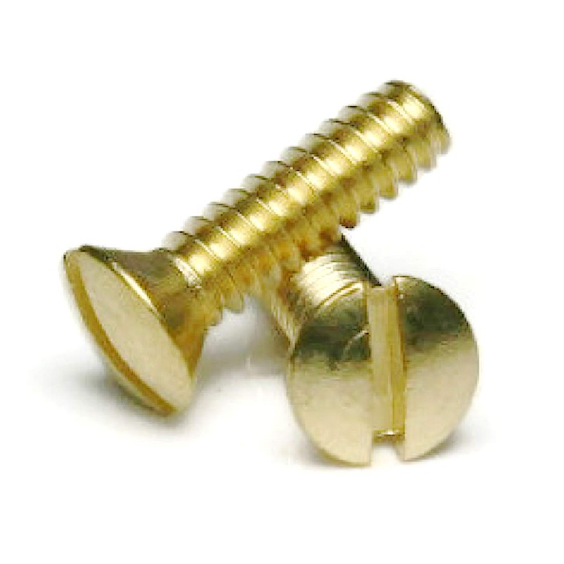 Brass Slotted Oval Head Machine Screws - #6-32 x 1/2"