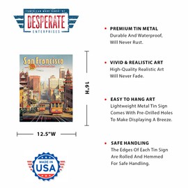Desperate Enterprises Erickson - San Francisco Tin Sign - Nostalgic Vintage Metal Wall Décor - Made in USA
