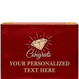 Crown Awards Congrats Engagement Rosewood Humidor Gift, Customize with Your Own Text Engraving Prime