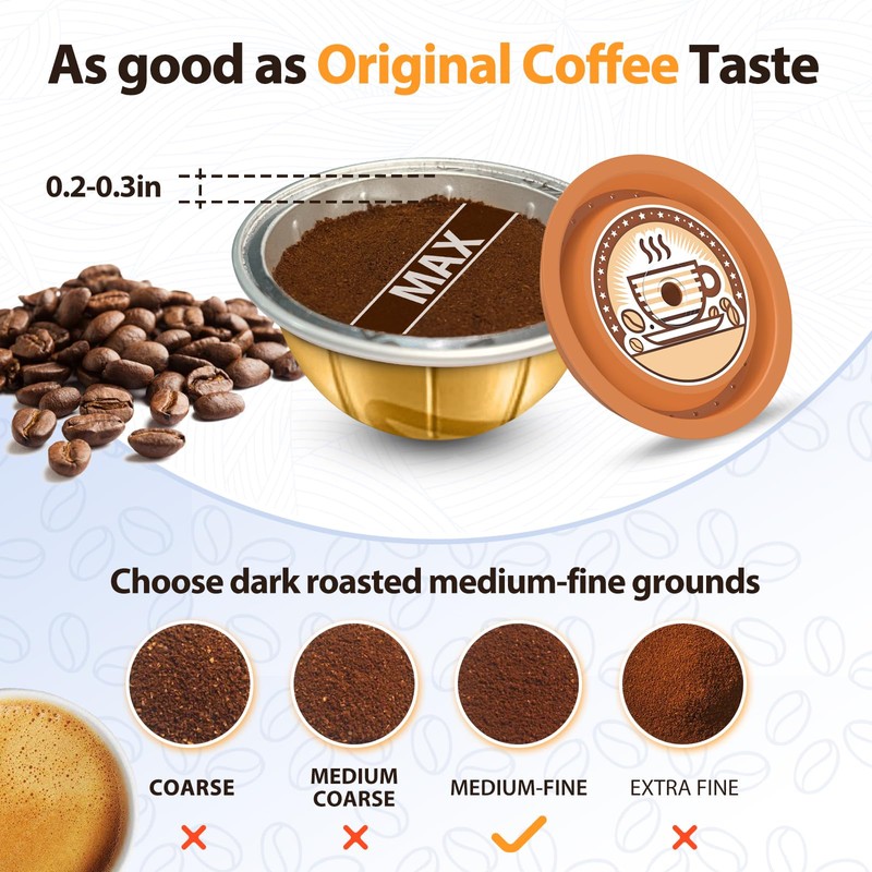 AANQQ Reusable Lids for Nespresso Pods Vertuo, 6pcs Food Grade