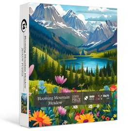 Landscape Puzzles for Adults 1000 Pieces, Flower Mountain Puzzle Art, Lake Scenic Jigsaw Puzzles for Adults